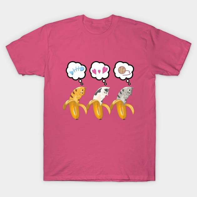 Three Banana Cat Valentine T-Shirt by Acho Underpeak